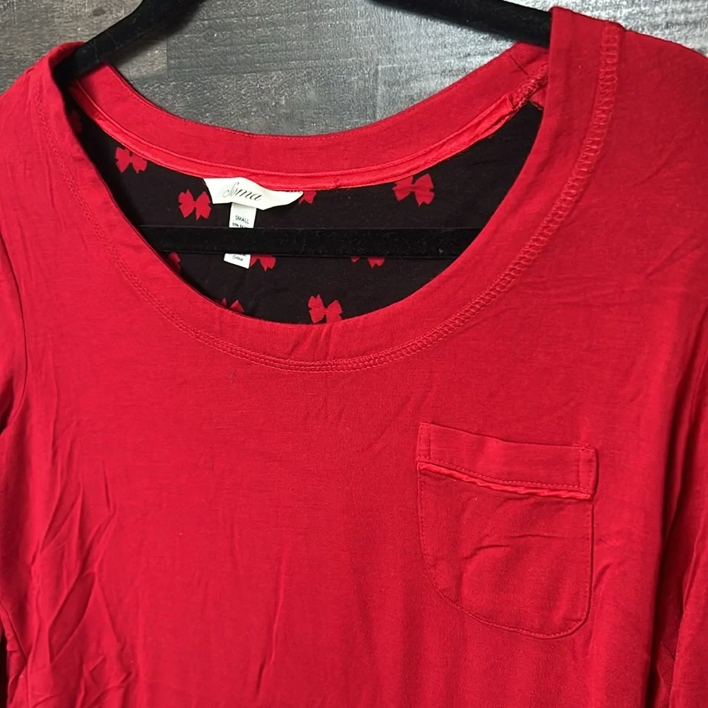 Soma Red Peasant Sleeve Top - Picture 2 of 7